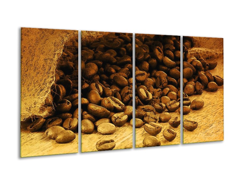 Canvas schilderij Keuken | Bruin, Geel | 160x80cm 4Luik
