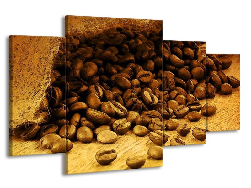 Glas schilderij Keuken | Bruin, Geel | 160x90cm 4Luik