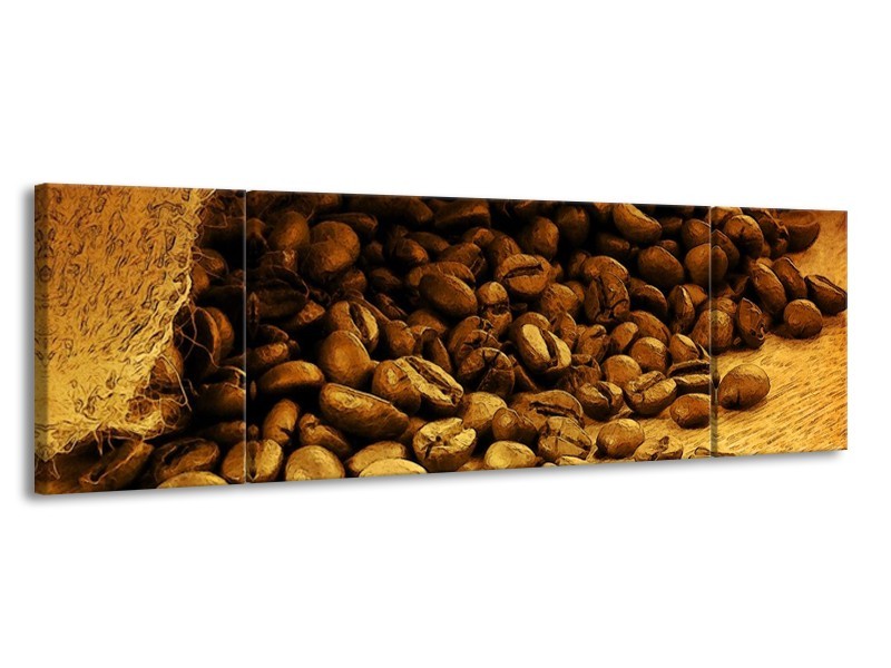 Canvas schilderij Keuken | Bruin, Geel | 170x50cm 3Luik