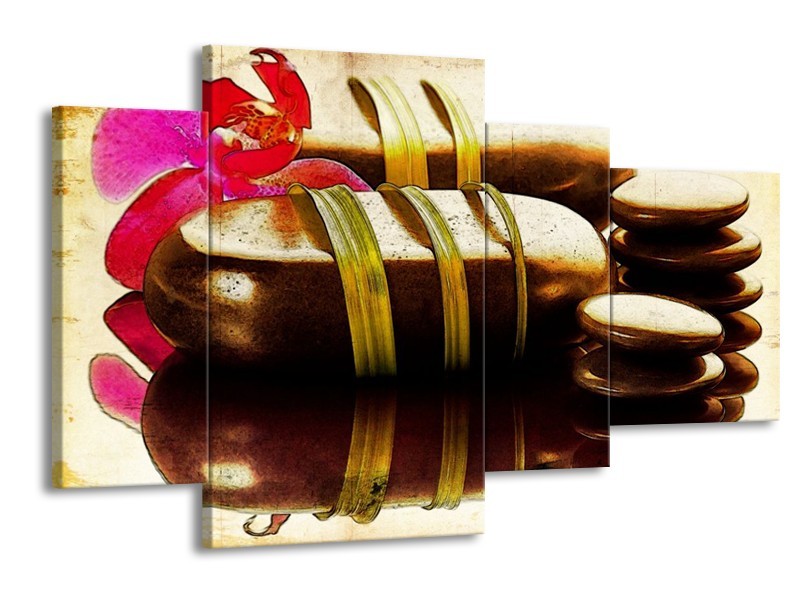 Glas schilderij Spa | Paars, Bruin, Groen | 120x75cm 4Luik