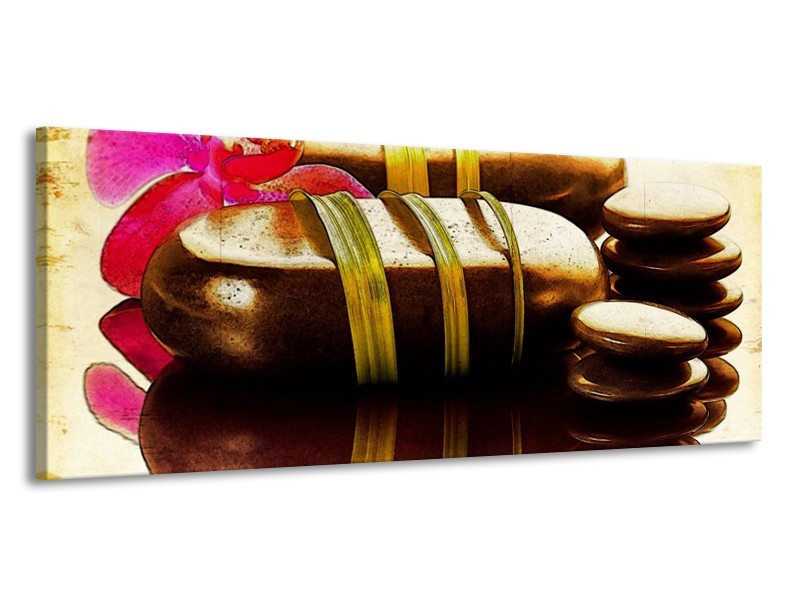 Glas schilderij Spa | Paars, Bruin, Groen | 145x58cm 1Luik