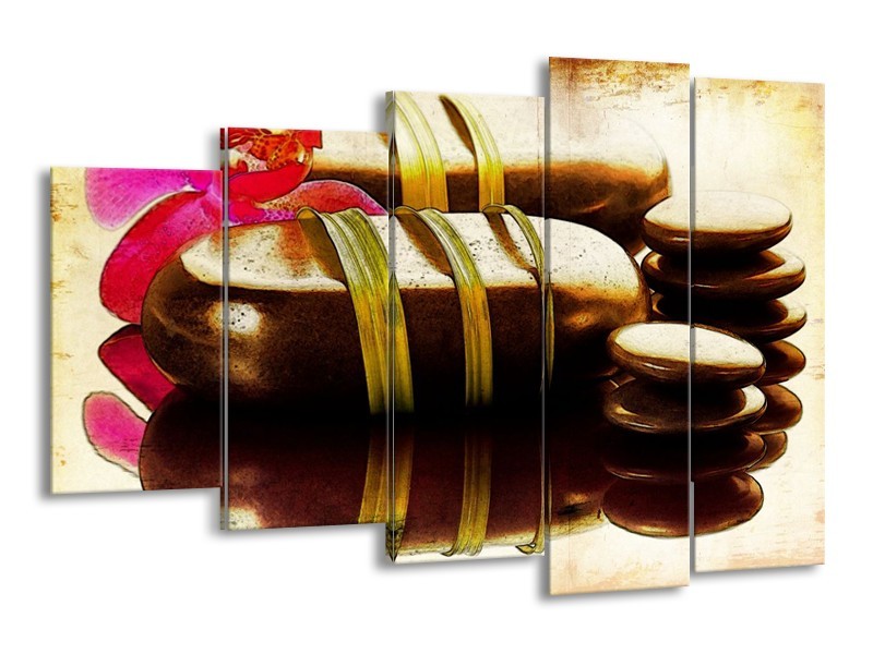 Canvas schilderij Spa | Paars, Bruin, Groen | 150x100cm 5Luik