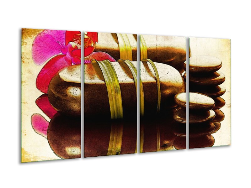 Canvas schilderij Spa | Paars, Bruin, Groen | 160x80cm 4Luik
