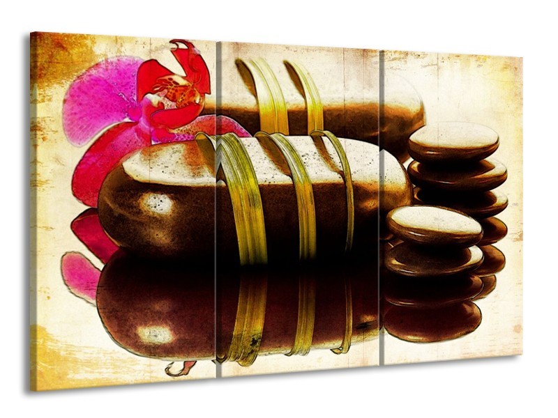 Glas schilderij Spa | Paars, Bruin, Groen | 165x100cm 3Luik