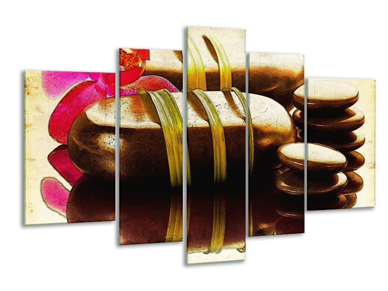 Glas schilderij Spa | Paars, Bruin, Groen | 170x100cm 5Luik