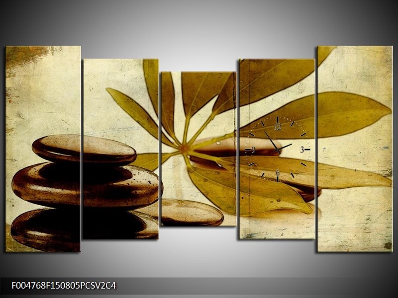 Klok schilderij Spa | Bruin, Zwart | 150x80cm 5Luik