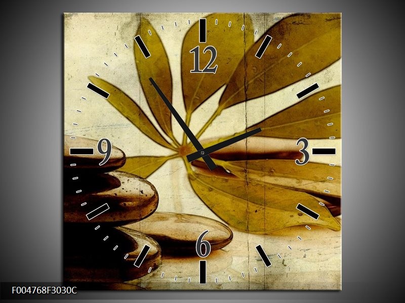 Klok schilderij Spa | Bruin, Zwart | 30x30cm 1Luik