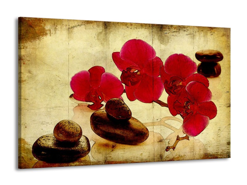 Glas schilderij Orchidee | Rood, Bruin, Geel | 140x90cm 1Luik