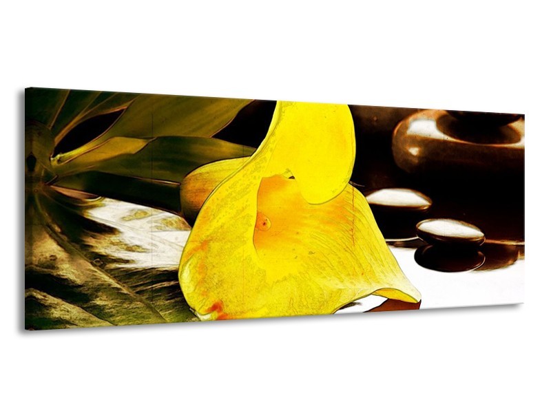 Canvas schilderij Bloem | Geel, Bruin, Groen | 145x58cm 1Luik