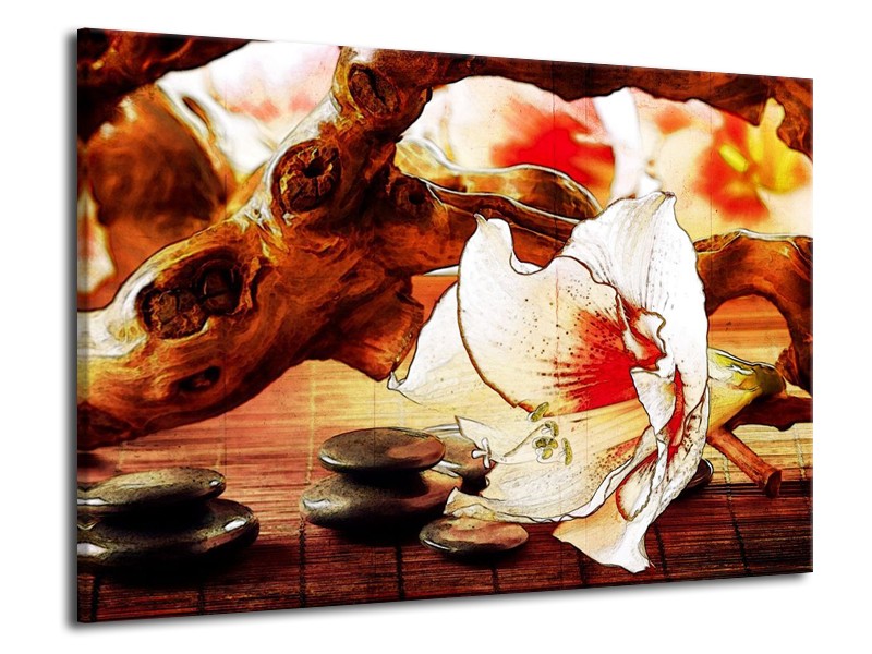 Canvas schilderij Bloem | Wit, Rood, Geel | 70x50cm 1Luik