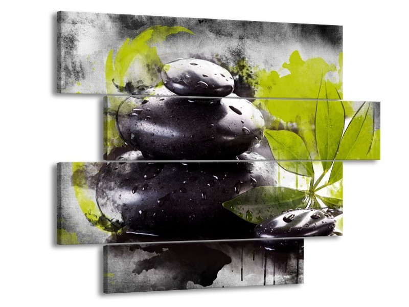 Canvas schilderij Spa | Groen, Zwart, Wit | 115x85cm 4Luik