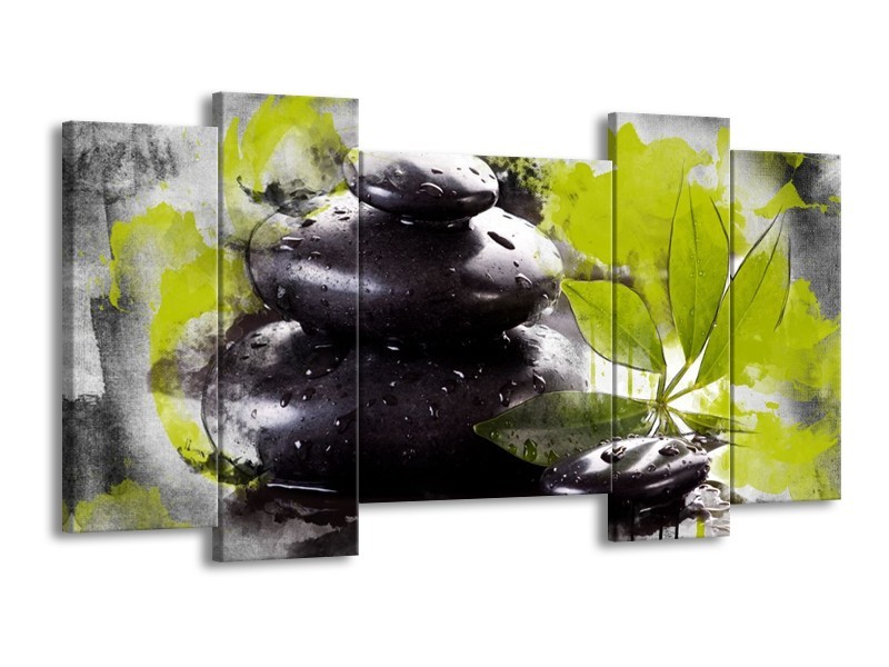 Canvas schilderij Spa | Groen, Zwart, Wit | 120x65 5Luik