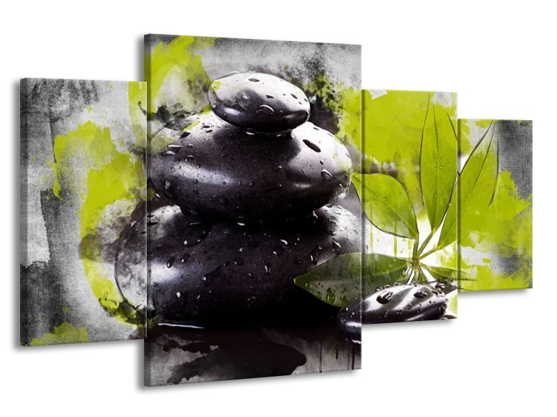 Canvas schilderij Spa | Groen, Zwart, Wit | 160x90cm 4Luik