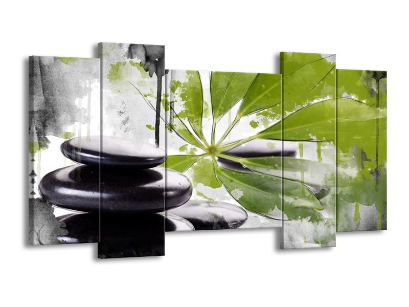 Canvas schilderij Spa | Groen, Zwart, Wit | 120x65 5Luik
