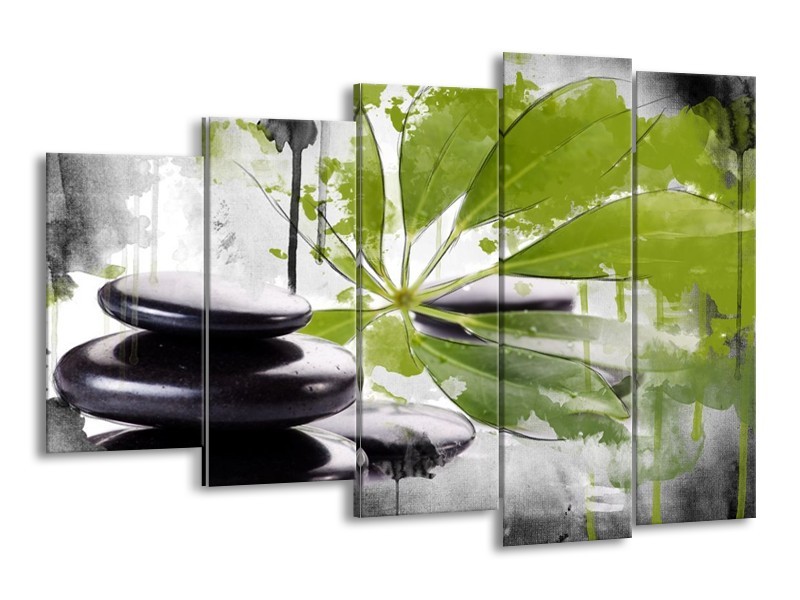 Canvas schilderij Spa | Groen, Zwart, Wit | 150x100cm 5Luik