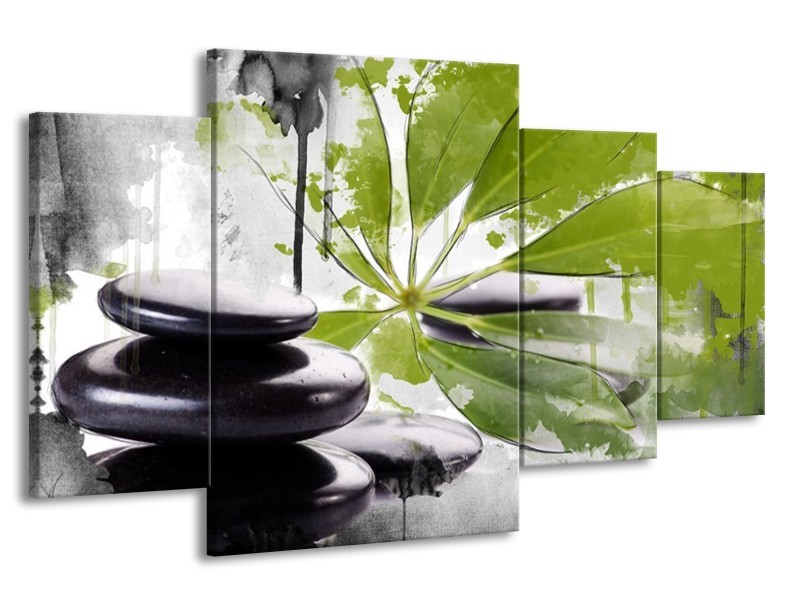 Canvas schilderij Spa | Groen, Zwart, Wit | 160x90cm 4Luik