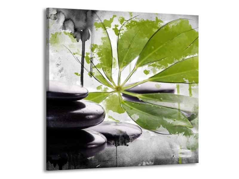 Glas schilderij Spa | Groen, Zwart, Wit | 50x50cm 1Luik