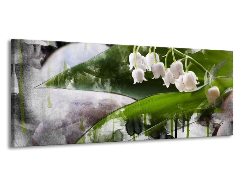Canvas schilderij Bloem | Wit, Groen, Grijs | 145x58cm 1Luik