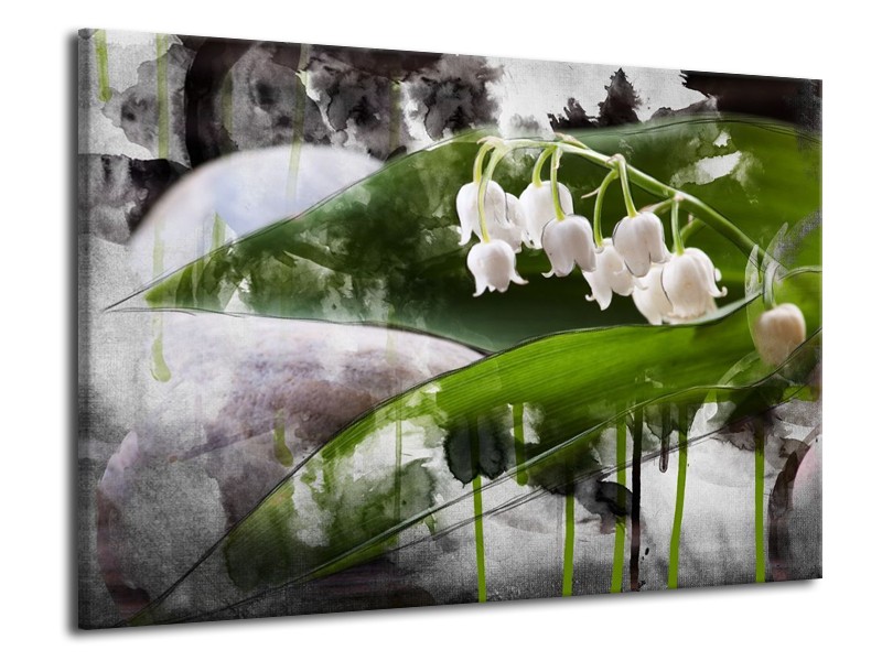 Canvas schilderij Bloem | Wit, Groen, Grijs | 70x50cm 1Luik
