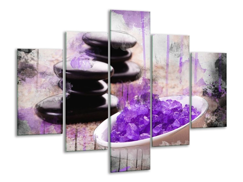 Canvas schilderij Spa | Paars, Wit, Bruin | 100x70cm 5Luik