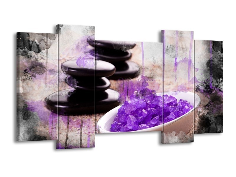Canvas schilderij Spa | Paars, Wit, Bruin | 120x65 5Luik
