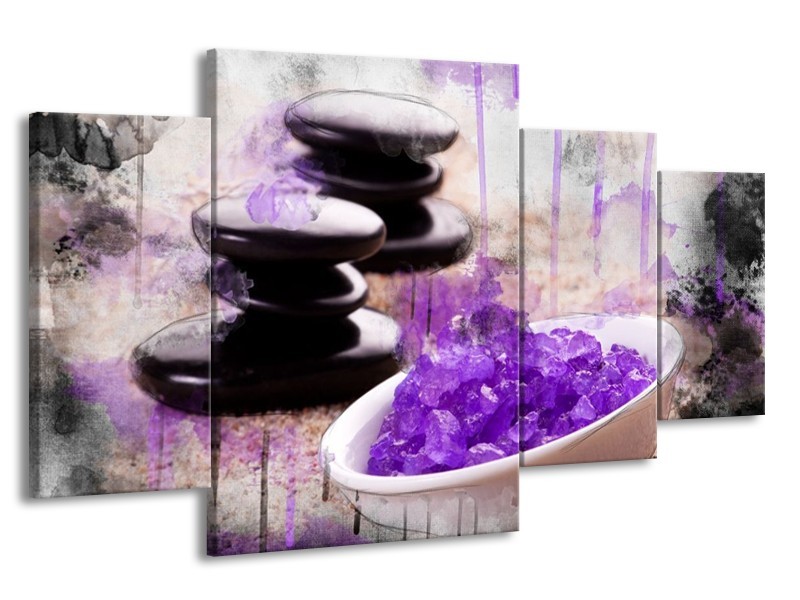 Canvas schilderij Spa | Paars, Wit, Bruin | 160x90cm 4Luik