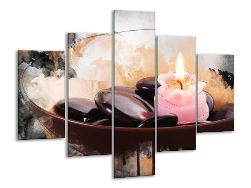 Canvas schilderij Spa | Roze, Bruin, Geel | 100x70cm 5Luik