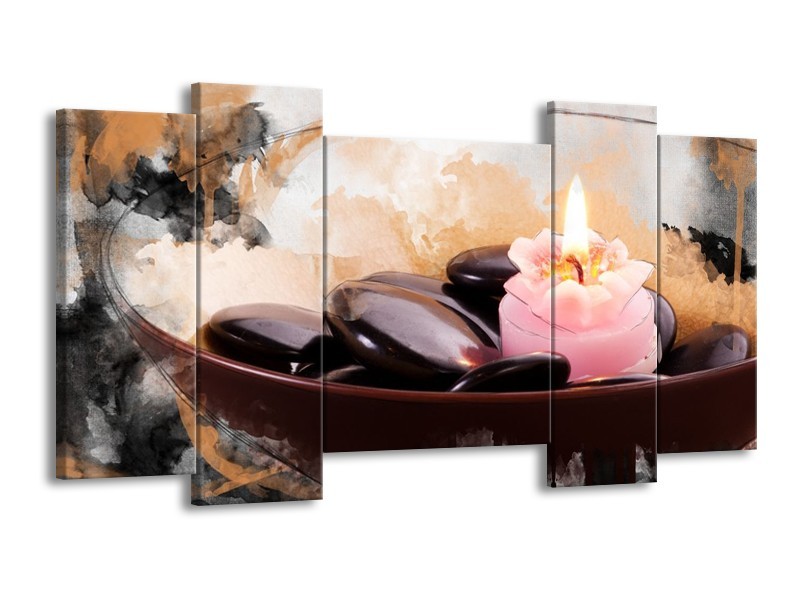 Canvas schilderij Spa | Roze, Bruin, Geel | 120x65 5Luik