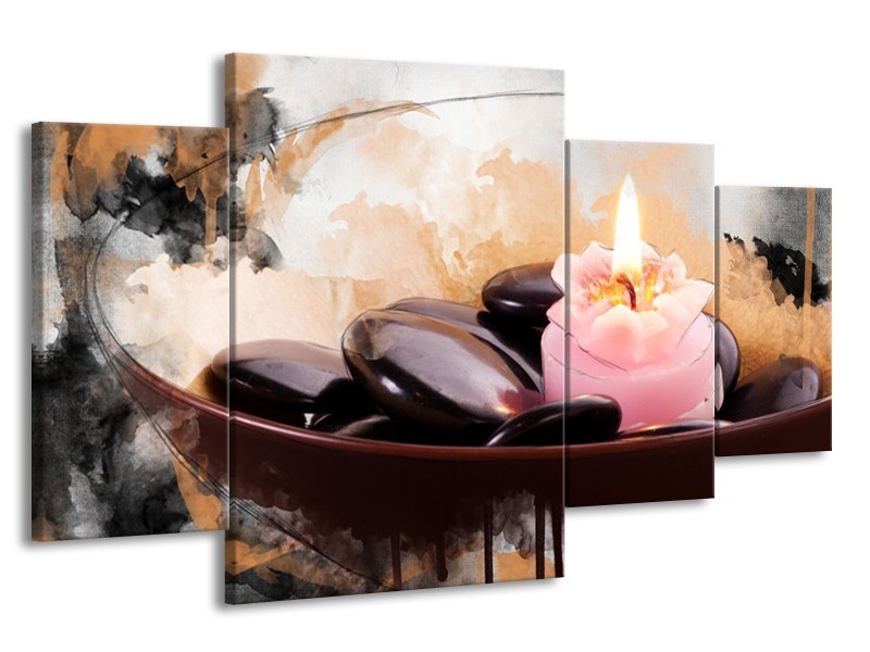 Canvas schilderij Spa | Roze, Bruin, Geel | 160x90cm 4Luik