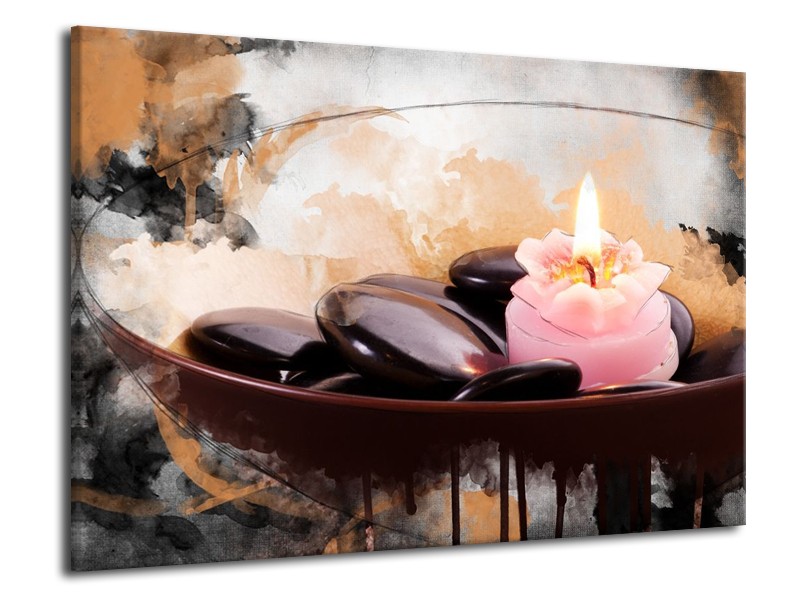 Canvas schilderij Spa | Roze, Bruin, Geel | 70x50cm 1Luik