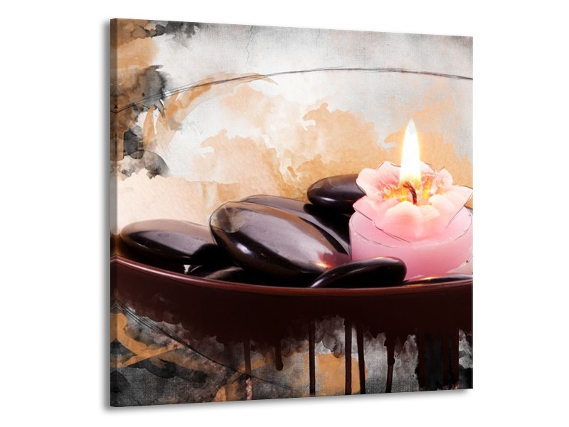 Canvas schilderij Spa | Roze, Bruin, Geel | 70x70cm 1Luik