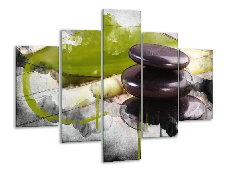 Canvas schilderij Spa | Groen, Zwart, Grijs | 100x70cm 5Luik