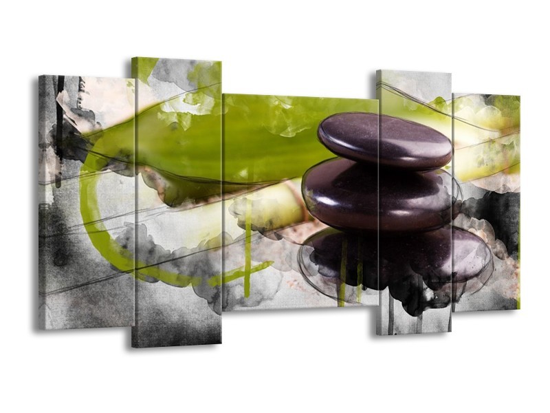 Canvas schilderij Spa | Groen, Zwart, Grijs | 120x65 5Luik