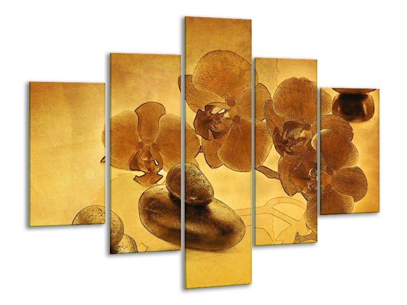 Glas schilderij Orchidee | Bruin | 100x70cm 5Luik