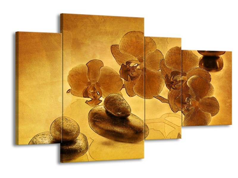 Glas schilderij Orchidee | Bruin | 120x75cm 4Luik