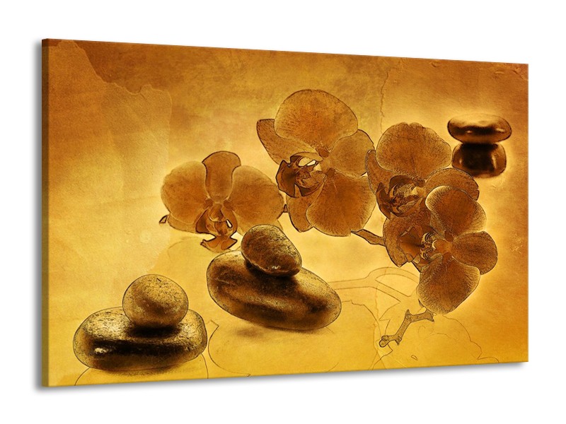 Canvas schilderij Orchidee | Bruin | 140x90cm 1Luik