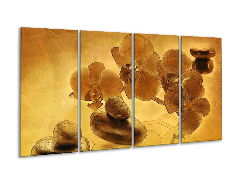 Glas schilderij Orchidee | Bruin | 160x80cm 4Luik
