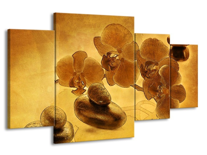 Glas schilderij Orchidee | Bruin | 160x90cm 4Luik