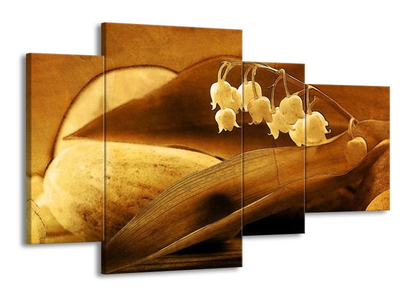 Glas schilderij Bloem | Bruin | 120x75cm 4Luik