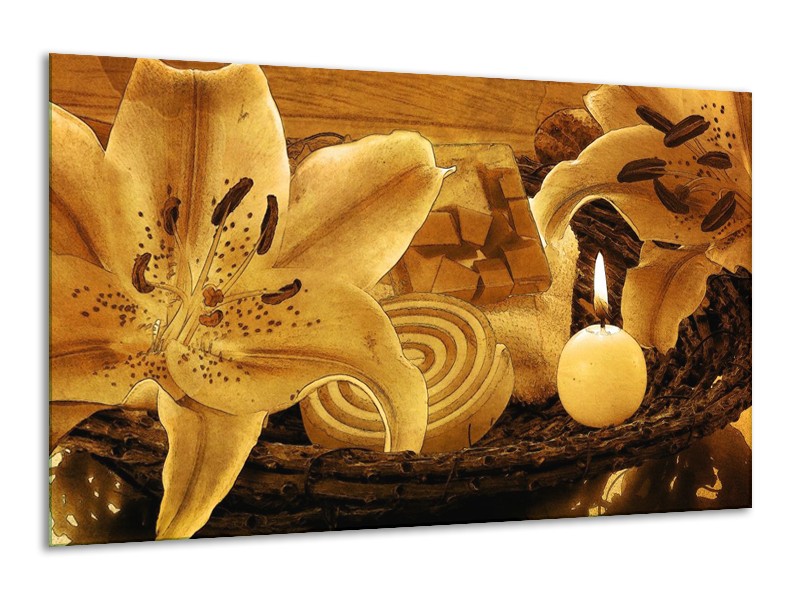 Canvas schilderij Bloem | Bruin | 120x70cm 1Luik