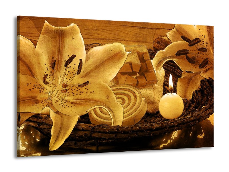 Glas schilderij Bloem | Bruin | 140x90cm 1Luik