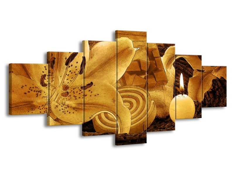 Canvas schilderij Bloem | Bruin | 210x100cm 7Luik