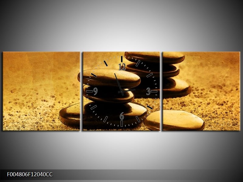 Klok schilderij Spa | Bruin | 120x40cm 3Luik