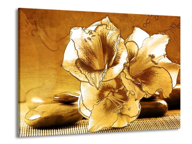 Canvas schilderij Bloem | Bruin | 100x70cm 1Luik