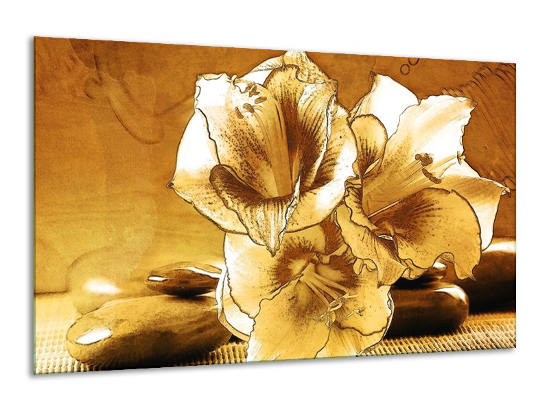 Canvas schilderij Bloem | Bruin | 120x70cm 1Luik