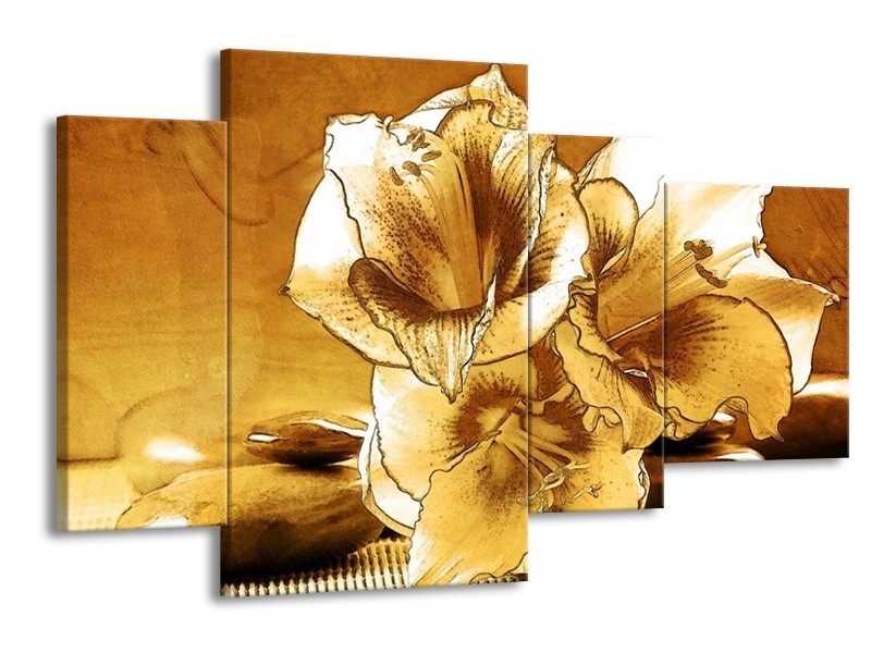 Glas schilderij Bloem | Bruin | 120x75cm 4Luik