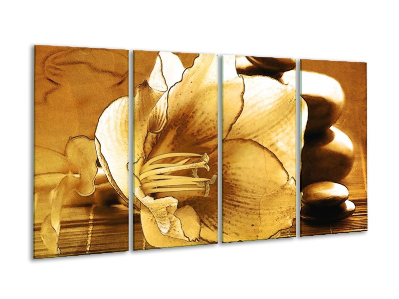 Canvas schilderij Bloem | Bruin | 160x80cm 4Luik