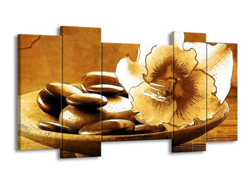 Glas schilderij Bloem | Bruin | 120x65cm 5Luik