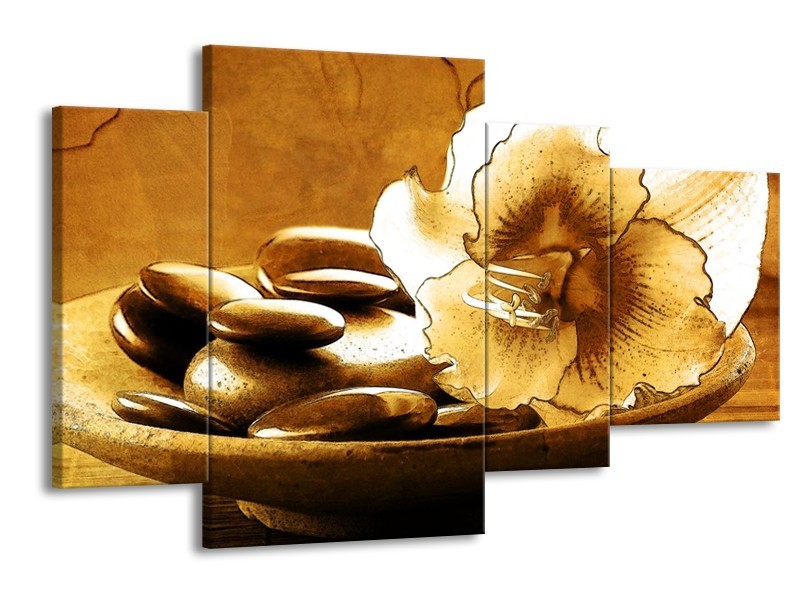 Glas schilderij Bloem | Bruin | 120x75cm 4Luik