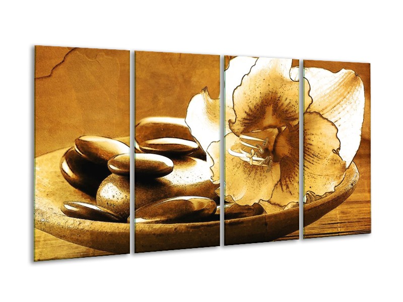 Canvas schilderij Bloem | Bruin | 160x80cm 4Luik